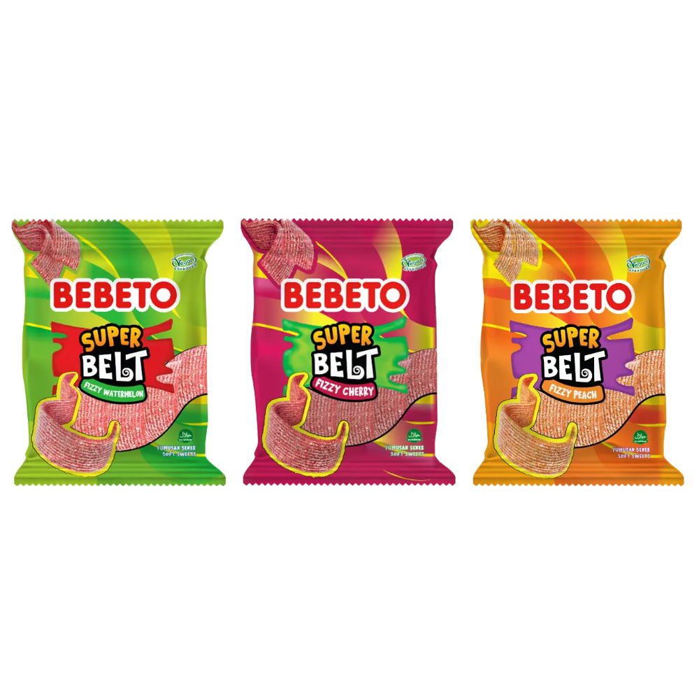 Bebeto Super Belt Fizzy 135 g Bonbon Végan - Bonbonhalal