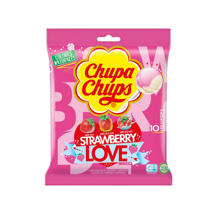 chupa chups sucette fraise love sachet 10 sucettes