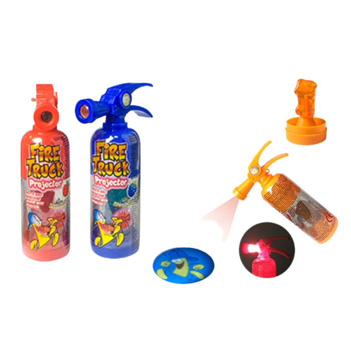 Funnycandy Fire Truck Projector Sucette avec Projecteur 10 g Fraise Cola Framboise