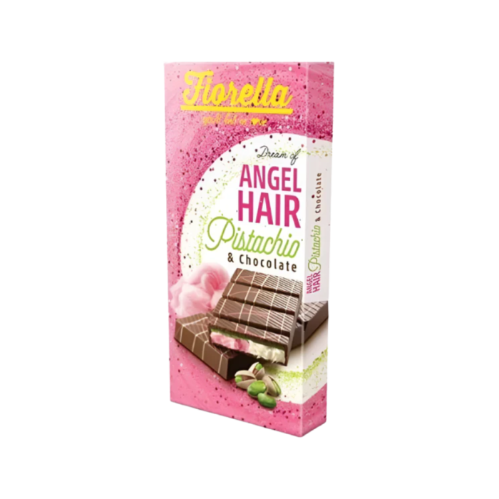 Fiorella Angel Hair Pistachio & Chocolate 150 g – Chocolat au lait, pistache et barbe à papa